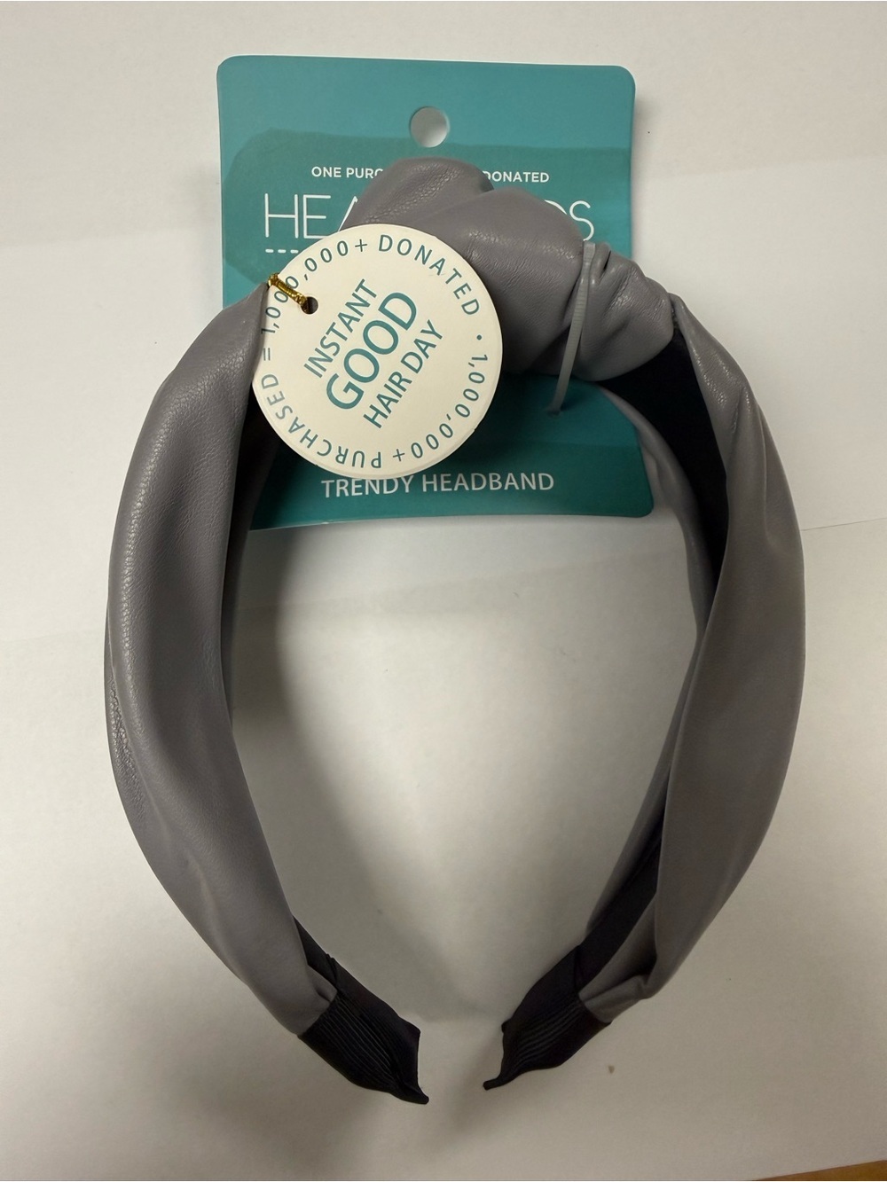 Brooklyn Gray Faux Leather Knotted Headband NWT Headbands of Hope